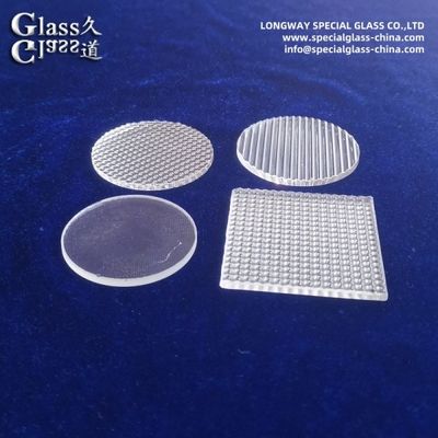 Lentes de vidro de borosilicato texturizado resistente aos raios UV para luminárias a LED difusas